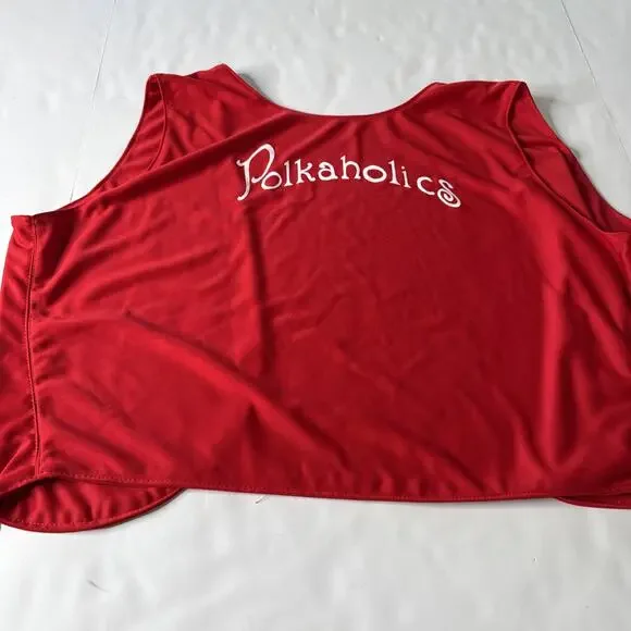 Vtg Polkaholics Red Vest Men Sz M Polka Music Funny Dance Costume Party - Picture 3 of 8